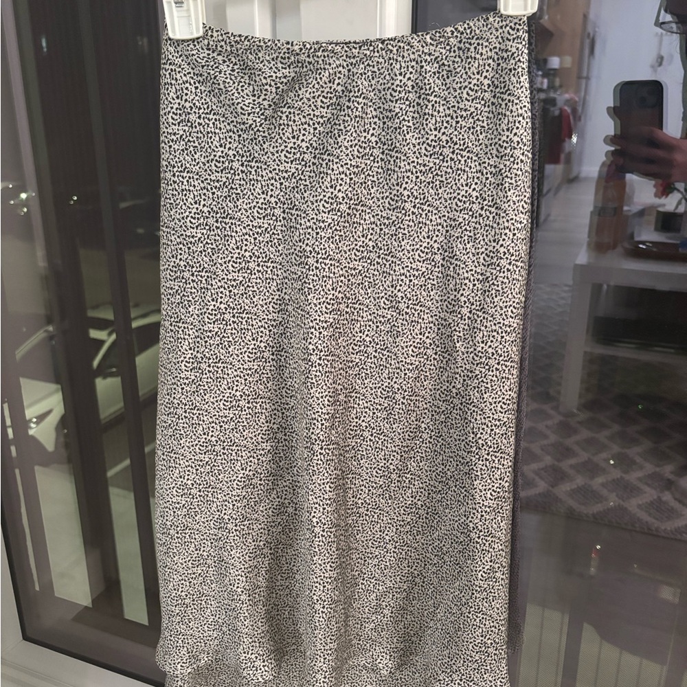Black and White Satin Skirt